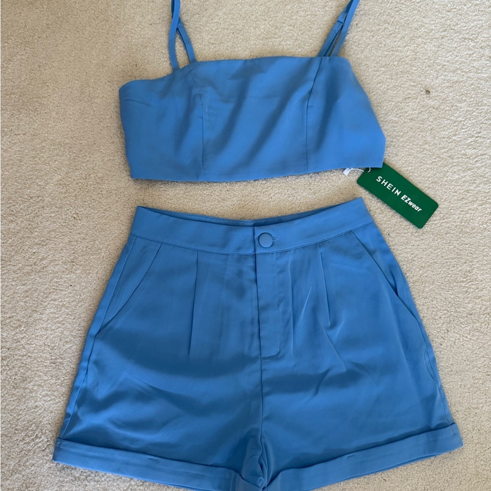 SHEIN Light Blue Two-Piece Ensemble